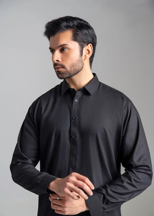 Black Kameez Shalwar | Wash & Wear Suit For Men