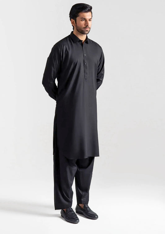 Black Kameez Shalwar | Wash & Wear Suit For Men