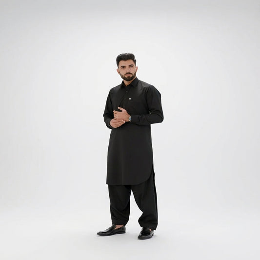 Eagleo Premium Black Soft Cotton Kurta Shalwar for Men – Traditional Eastern Wear